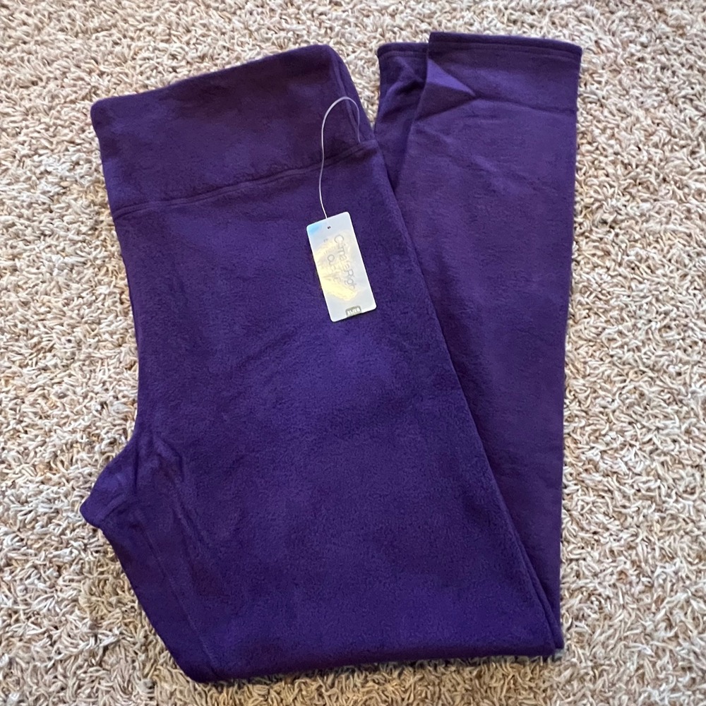 ClimateRight by Cuddl Duds Purple Fleece Leggings Womens XL Warm Base Layer NWT